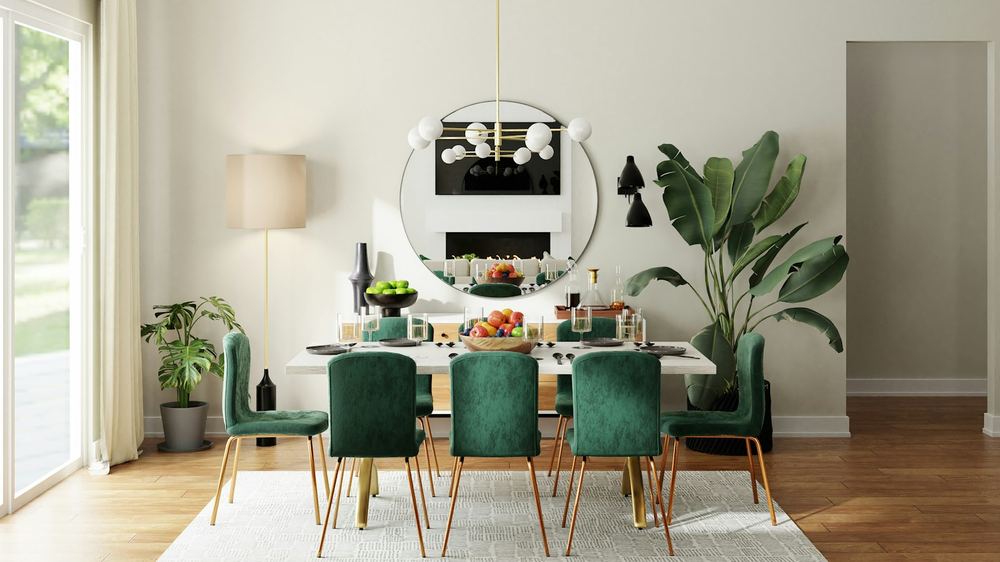 Atelier Apartment - dining room with green chairs